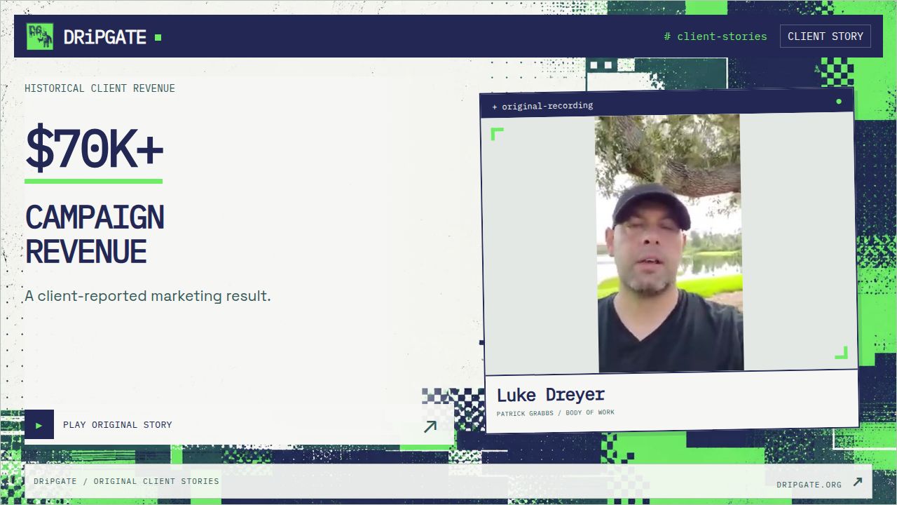 Luke Dreyer — $70K+ in new revenue.